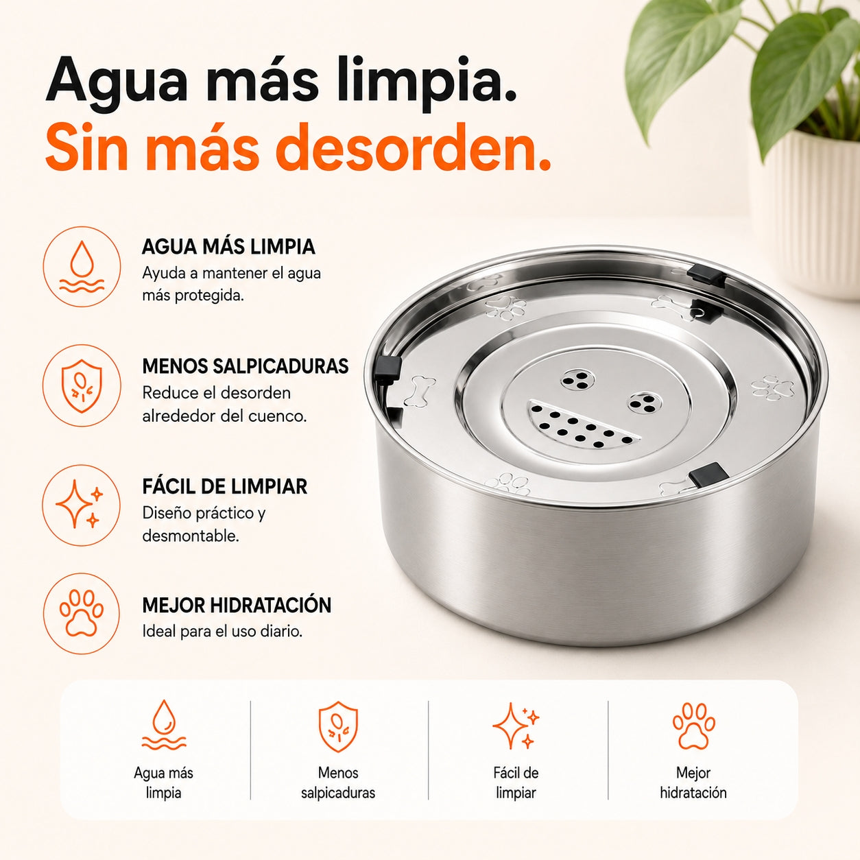 AquaClean™ – Bebedero antisalpicaduras